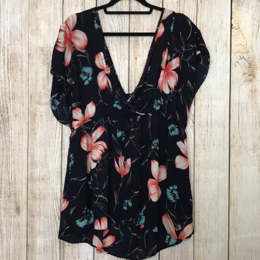 Torrid Black Floral Blouse
